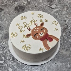 Bento ren cu fulgi de zăpadă aurii „2 luni” tematic iarnă, cremă albă, 660-700g de la Emys Cakes